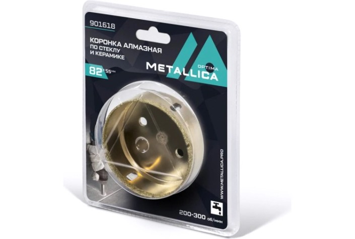 Алмазная коронка для мокрого сверления METALLICA Optima 82x55 мм #80 по стеклу, плитке [901618]