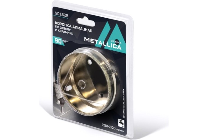 Алмазная коронка для мокрого сверления METALLICA Optima 90x55 мм #80 по стеклу, плитке [901625]