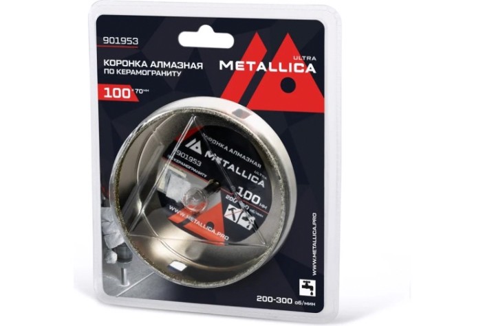 Алмазная коронка для мокрого сверления METALLICA Ultra 100х70 мм #46 по керамограниту, плитке [901953]
