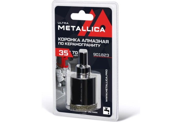 Алмазная коронка для мокрого сверления METALLICA Ultra 35х70 мм #46 по керамограниту, плитке [901823]