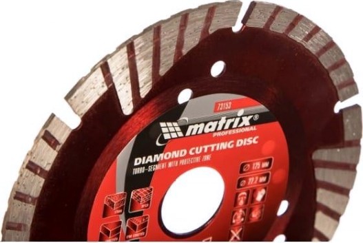 Алмазный диск для резки бетона MATRIX 125х22,2 мм отрезной сегментный с защитными сект, [73153]