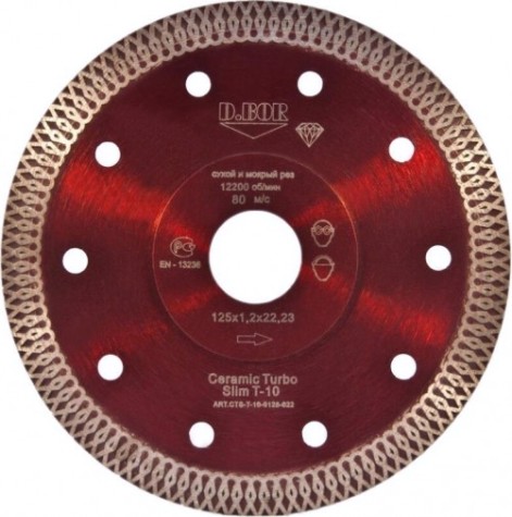 Алмазный диск для резки керамики и гранита D.BOR Ceramic Turbo Slim T-10 115х22,2 мм [D-CTS-T-10-0115-022]