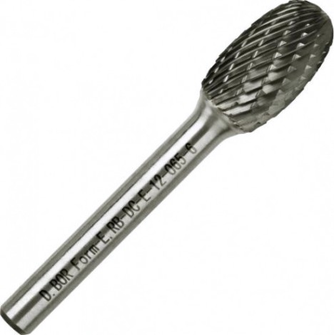 Бор-фреза по металлу D.BOR форма Е овал DC 12.0*20/65 хв. 6 мм [D-RB-DC-E-12-065-6]