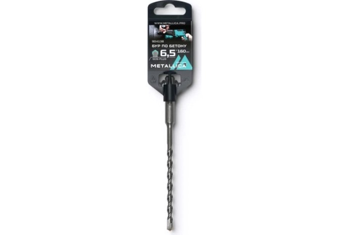 Бур SDS-plus METALLICA Optima 6,5х160/100 мм по бетону напайка с центром, 2 спирали [904138]