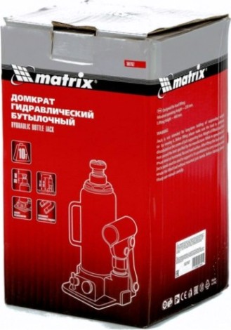 Домкрат бутылочный MATRIX 10 т, h подъема 230–460 мм [50767]