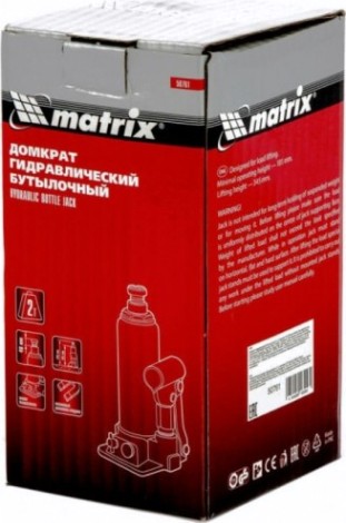 Домкрат бутылочный MATRIX 2 т, h подъема 181–345 мм [50761]