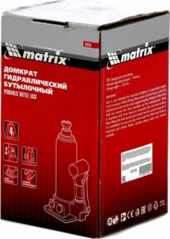 Домкрат бутылочный MATRIX 4 т, h подъема 194–372 мм [50763]