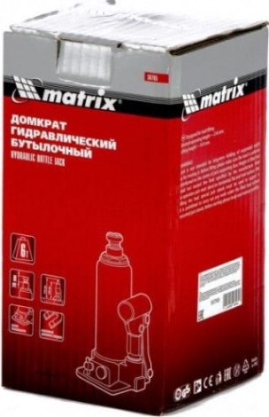 Домкрат бутылочный MATRIX 6 т, h подъема 216–413 мм [50765]