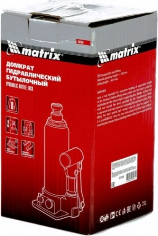 Домкрат бутылочный MATRIX 8 т, h подъема 230–457 мм [50766]