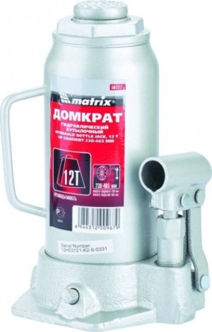 Домкрат бутылочный MATRIX MASTER 12 тонн (230/465 мм) 50727 [50727]