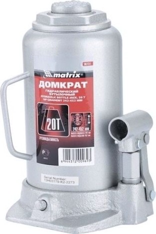 Домкрат бутылочный MATRIX MASTER 20 тонн (242/452 мм) 50731 [50731]