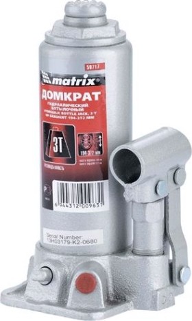 Домкрат бутылочный MATRIX MASTER 3 тонны (194/372 мм) 50717 [50717]