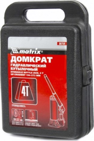 Домкрат бутылочный MATRIX MASTER 4 тонны в пластиковом кейсе (194/372 мм) 50754 [50754]