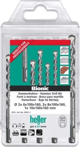 Набор буров HELLER sds-plus 6х2,8х2,10x160мм (5 пр.) [TD16895]