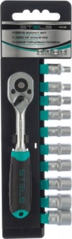Набор головок 1/4" STELS 4-13 мм торцевых головки, с трещот. ключом, crv,11 [14125]