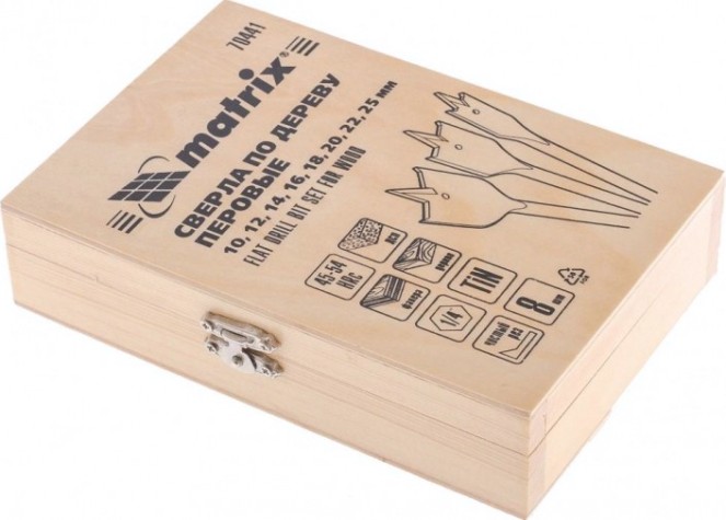 Набор перовых сверл по дереву MATRIX 10-25 х 150 мм 8 шт. [70441]