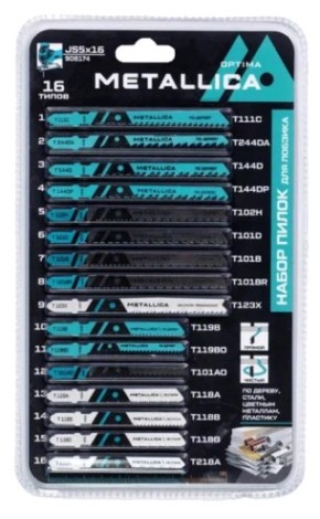 Набор пилок METALLICA Optima №5 по дереву и металлу, 16 шт [908174]