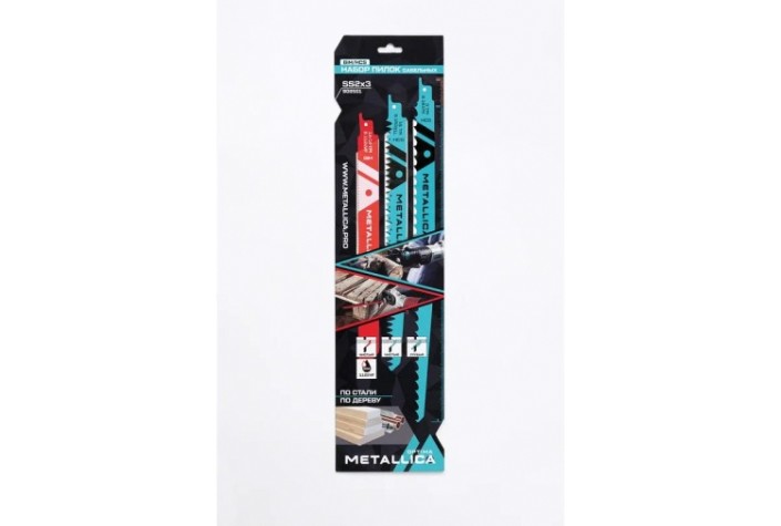 Набор полотен для сабельных пил METALLICA Optima №2 S1531L/S1617K/S1122VF, 225-300мм, дер/мет [908501]