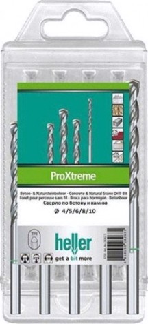 Набор сверл по бетону HELLER и натуральному камню proxtreme, ø 4/5/6/8/10 (5 пр.) [TD28264]