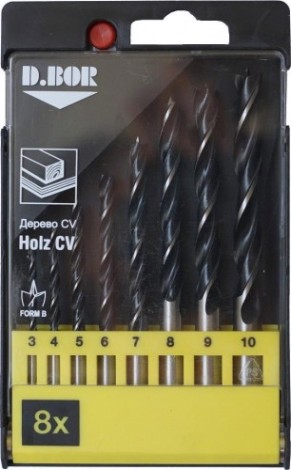 Набор сверл по дереву D.BOR 8 шт. (3-10 мм.) спиральные [W-011-180008104D]