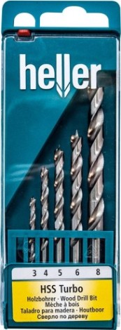 Набор сверл по дереву HELLER hss turbo (3,4,5,6,8 мм) (5 пр.) [TD28817]