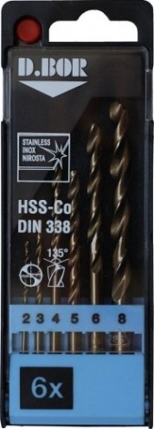 Набор сверл по металлу D.BOR Cobalt HSS-Co 6 шт. (2-8 мм.) [W-011-141906104D-X]