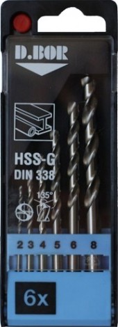 Набор сверл по металлу D.BOR шлифованные HSS-G 6 шт. (2-8 мм.) [W-011-141006104D-T]