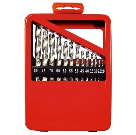 Набор сверл по металлу MATRIX 2-8 мм (через 0,5 мм), hss, 13 шт., метал. коробка [72387]