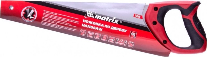 Ножовка по дереву MATRIX 400 мм, 7-8 tpi, зуб-3d, каленый зуб, двухкомпонен [23540]