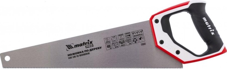 Ножовка по дереву MATRIX 400 мм, 7-8 tpi, зуб-3d, каленый зуб, тефл.покр.полотна, 2- [23553]