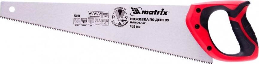 Ножовка по дереву MATRIX 450 мм, 7-8 tpi, зуб-3d, каленый зуб, двухкомпонен [23541]