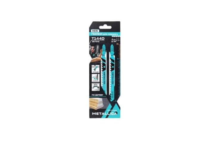 Пилки по дереву METALLICA Optima T144D 100/75мм шаг 4мм, HCS грубый рез, 2шт [907542]