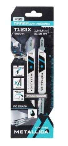 Пилки по металлу METALLICA Optima T123X 100/75мм шаг 1,2-2,6мм, HSS Progressor, по стали 2 [908044]