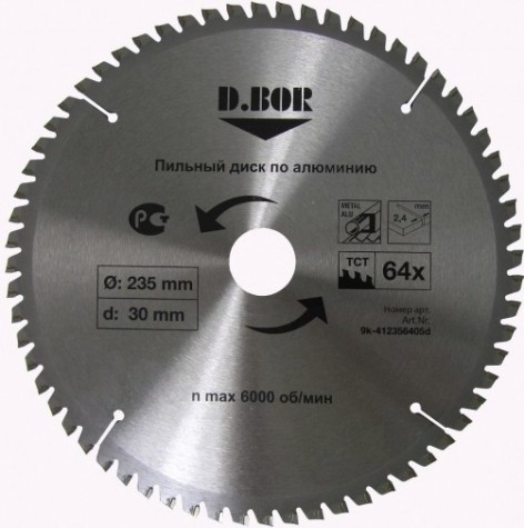 Пильный диск по алюминию D.BOR 260х80тх30 [D-9K-412608005D]