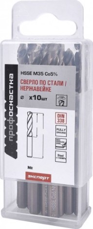 Сверло по металлу Профоснастка №1525 Эксперт D 3,8 мм HSSE M35 Co5% DIN 338 (бокс 10 шт) [30204037]