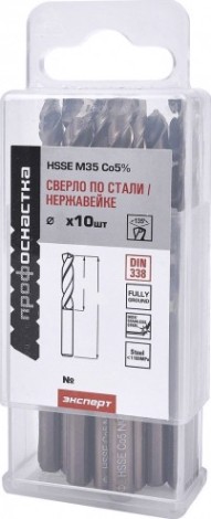 Сверло по металлу Профоснастка №1528 Эксперт D 4,1 мм HSSE M35 Co5% DIN 338 (бокс 10 шт) [30204040]
