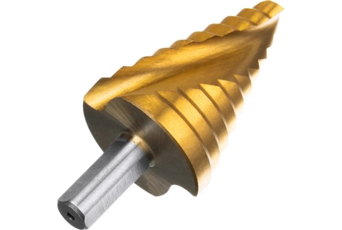 Сверло ступенчатое по металлу HSS, MATRIX 9-12-15-18-21-24-27-30-33-36 мм, трехгранный хвостовик [72358]