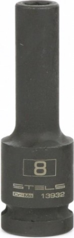 Ударная головка шестигранная с посадкой 1/2" STELS 13932 8 мм глубокая