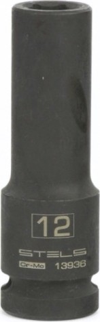 Ударная головка шестигранная с посадкой 1/2" STELS 13936 12 мм глубокая