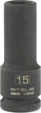 Ударная головка шестигранная с посадкой 1/2" STELS 13942 15 мм глубокая
