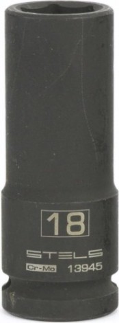 Ударная головка шестигранная с посадкой 1/2" STELS 13945 18 мм глубокая