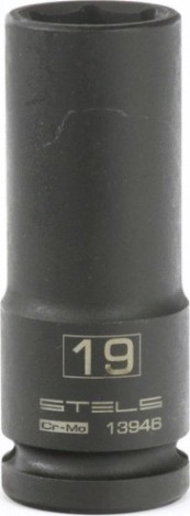 Ударная головка шестигранная с посадкой 1/2" STELS 13946 19 мм глубокая