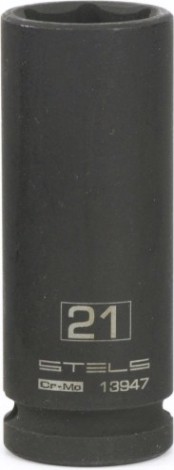 Ударная головка шестигранная с посадкой 1/2" STELS 13947 21 мм глубокая