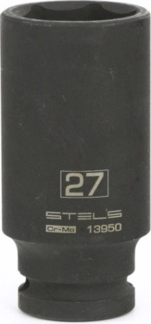 Ударная головка шестигранная с посадкой 1/2" STELS 13950 27 мм глубокая
